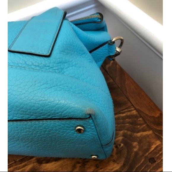 Turquoise Blue Leather Satchel - Picture 7 of 8
